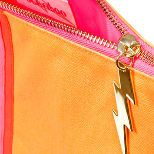 LARGE ORANGE STRIPED WASH BAG BY COCKATOO
