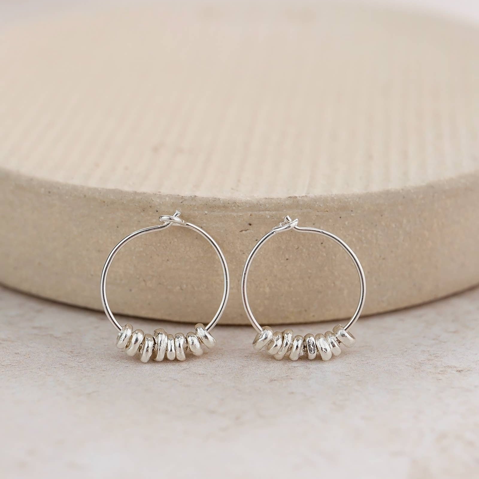 Sterling Silver Nugget Hoops - Feather & Twigs