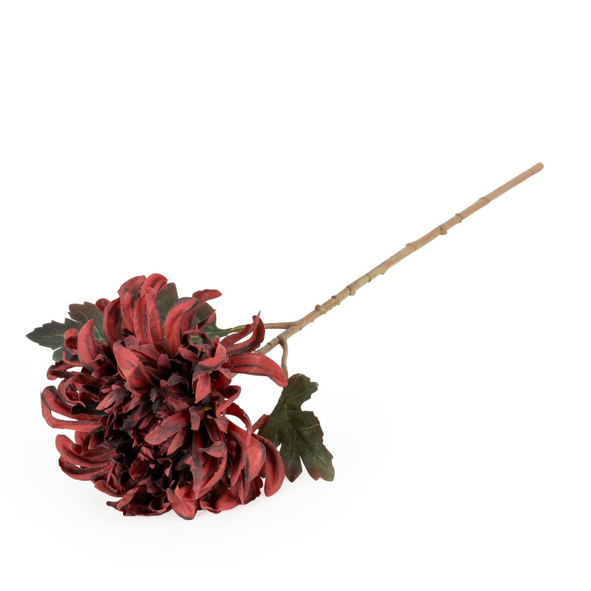 Artificial red flower arrangement on a white background