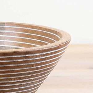 LINED WHITE WASHED SERVING BOWL - 23CM