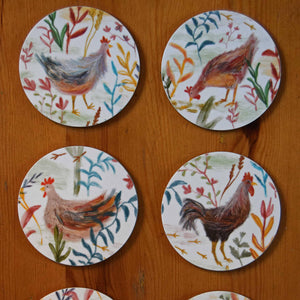 ROUND CHICKEN COASTERS BY FREYA SNOW