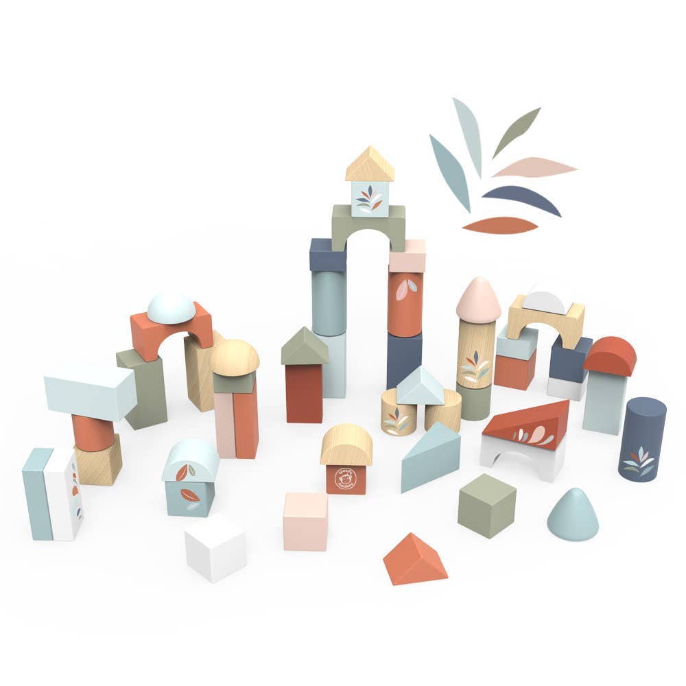 Speedy Monkey Building Blocks (50pcs) With Shape Sorter - Feather & Twigs