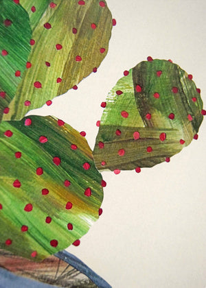 BUNNY EARS CACTUS PRINT - WITH WHITE WOOD FRAME