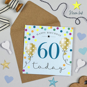 Balloon Brights 60th Birthday Blue