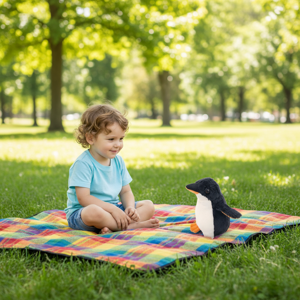 Soft plush penguin baby toy by Jomanda, featuring a cute plush penguin design perfect for kids' toys and cuddly comfort.