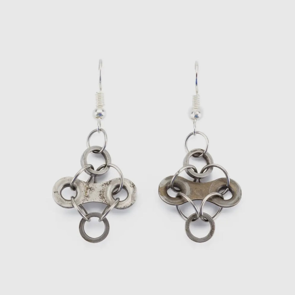 DIAMOND STAINLESS STEEL BIKE CHAIN EARRINGS