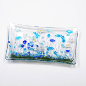 HANDMADE FUSED GLASS - CORNFLOWER SMALL TRINKET DISH