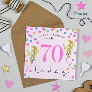 Balloon Brights 70th Birthday Pink