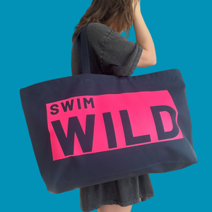 JUMBO SWIM WILD BAG NAVY/NEON PINK