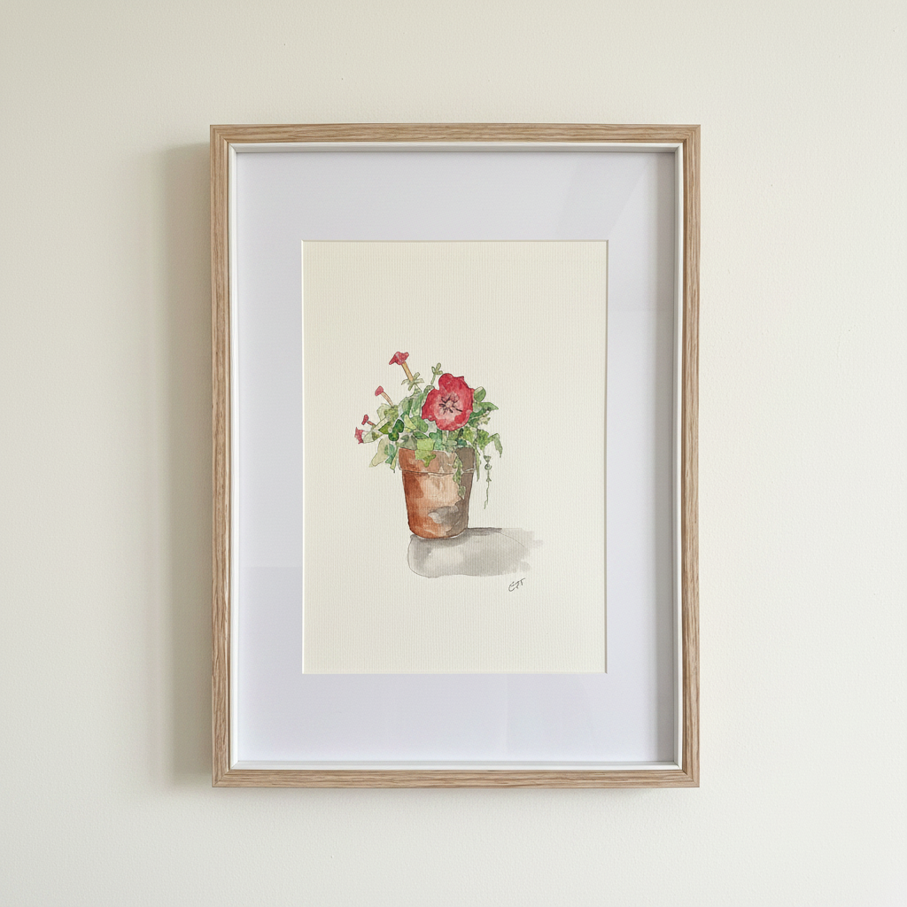 Watercolour botanical painting by Feather & Twigs, featuring vibrant floral and leaf details in a natural style.