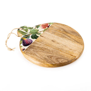 MANGO WOOD ROUND CHOPPING BOARD - FIG DESIGN
