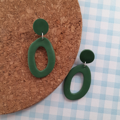 ORGANIC OVAL POLYMER CLAY AUTUMN EARRINGS HANDMADE