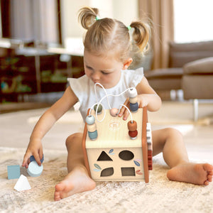 SPEEDY MONKEY 5 IN 1 ACTIVITY CUDE - WOODEN TOY