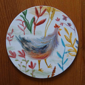 ROUND CHICKEN COASTERS BY FREYA SNOW