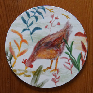 ROUND CHICKEN COASTERS BY FREYA SNOW