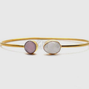 ROSE CHALCEDONY AND RAINBOW GOLD PLATED BRACELET
