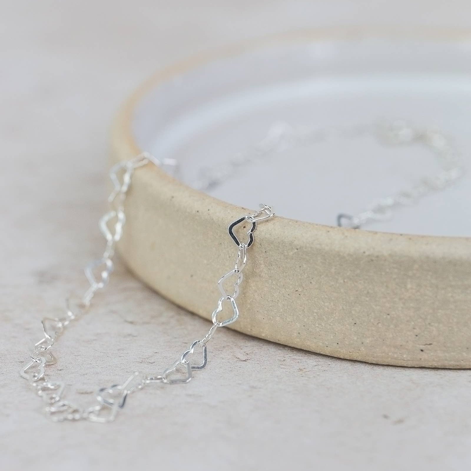 Sterling Silver Mini Heart Chain Anklet - Feather & Twigs