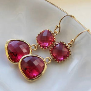 FUCHSIA PINK GOLD EARRINGS