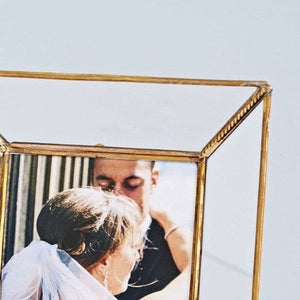 HANDMADE RECYCLED GLASS AND METAL PHOTO FRAME AND STAND