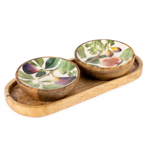 SET OF 2 MANGO WOOD DIPPING BOWLS