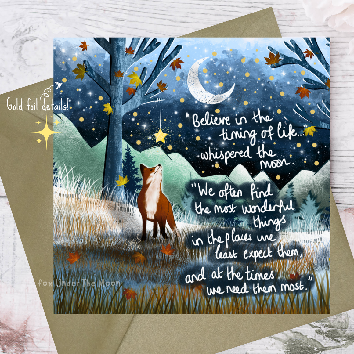 'TIMING’ GREETING CARD FROM FOX UNDER THE MOON