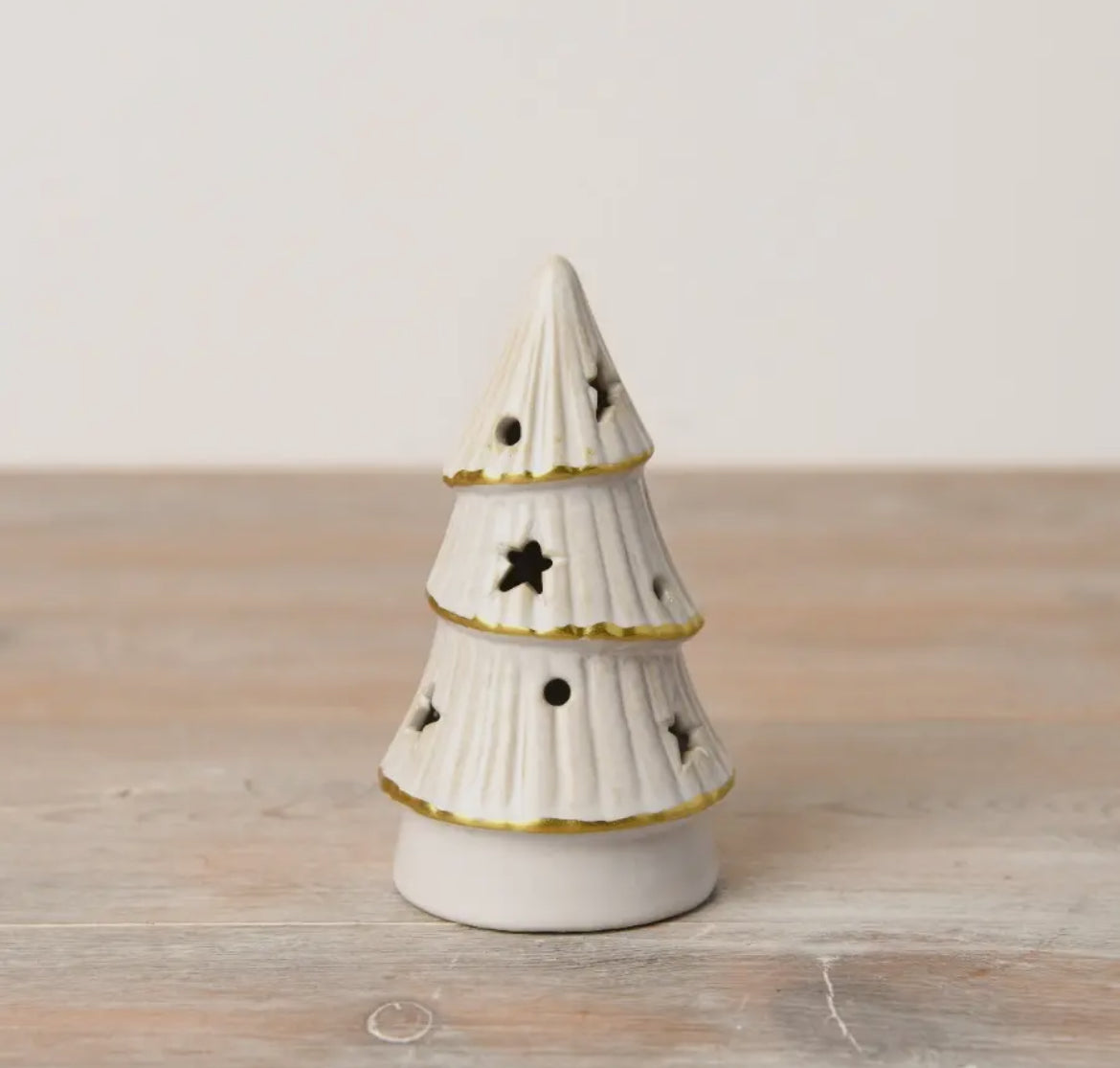 LED WHITE TREE WITH GOLD TRIM