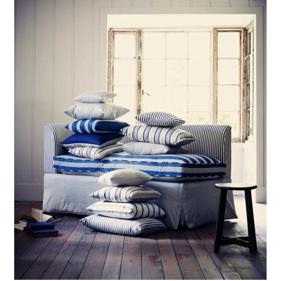 IAN MANKIN OXFORD STRIPE CUSHION 45x45cm - Feather & Twigs
