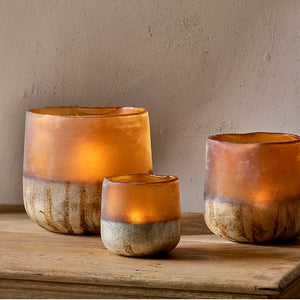 NGOLO AMBER TEA LIGHT HOLDER BY NKUKU - 3 SIZES