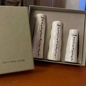 TRIO BUD VASES - LOVE, HOPE DREAM