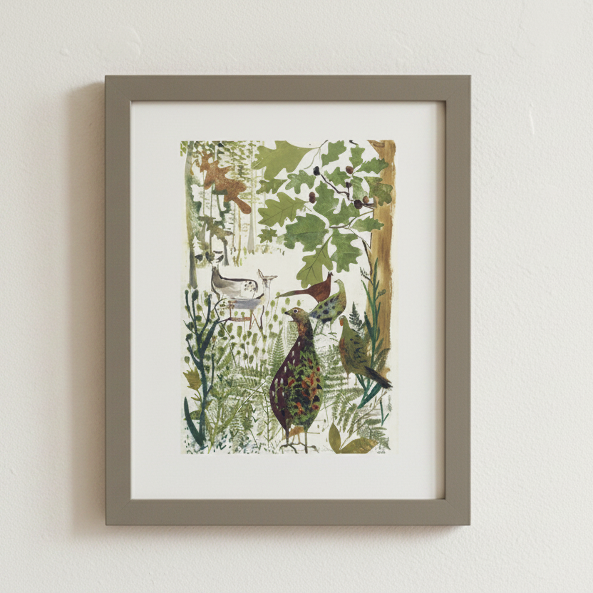 PHEASANT AND DEER SIGNED BY SAM WILSON WOODLAND INSPIRED