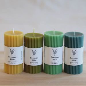 COLOURED BEESWAX PILLAR CANDLES - VARIOUS