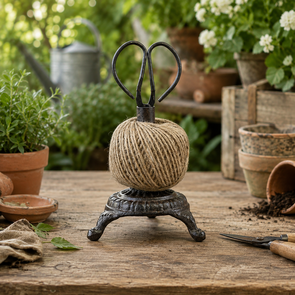 Gainsborough Giftware garden string tidy and 13.5 cm scissors set with metal scissors and cord organizer for gardening tools.