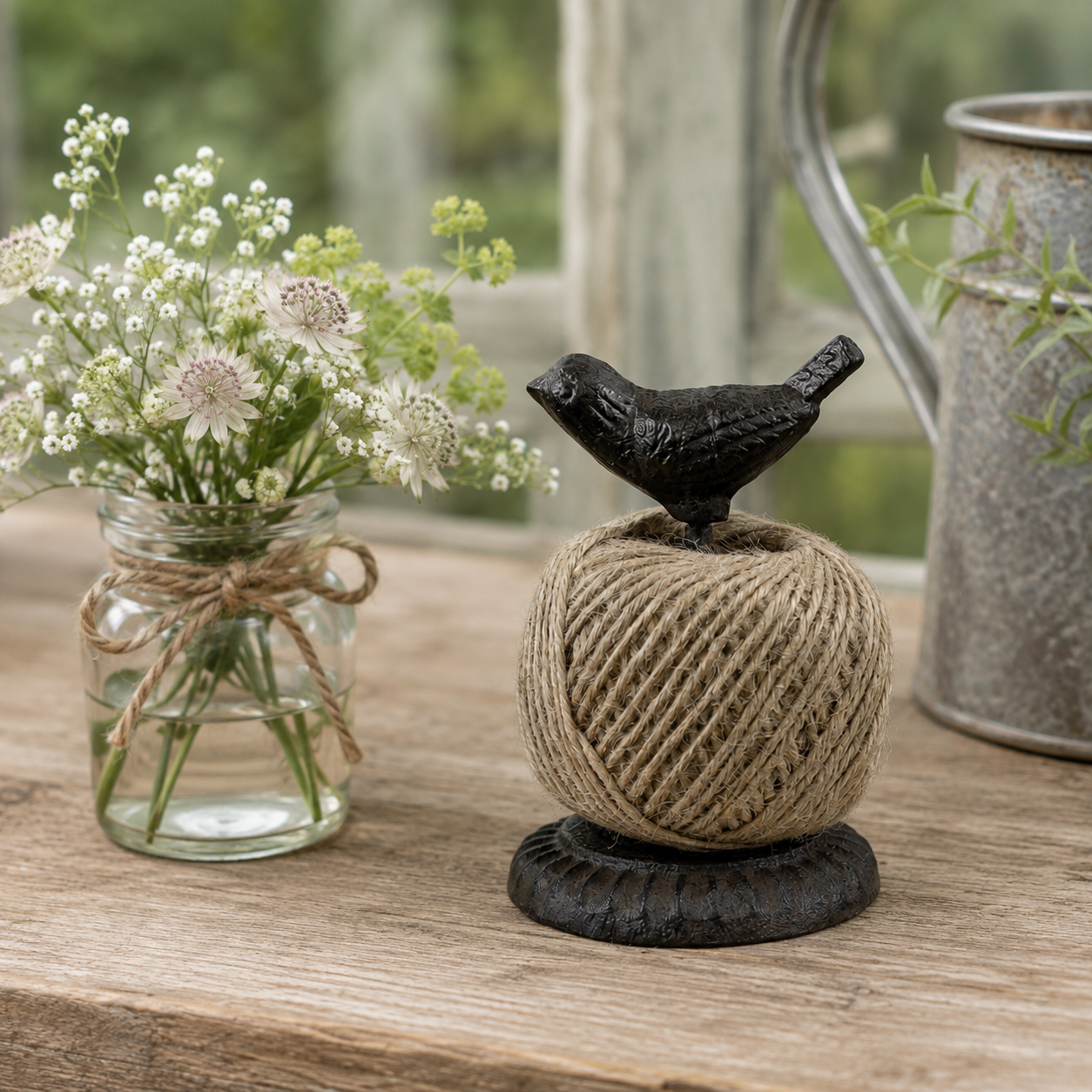 CAST IRON BIRD TWINE HOLDER - 12cm
