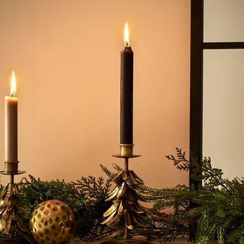 Large Cromwell Christmas Tree Candle Holder in antique brass by Garden Trading, featuring a detailed ornament design.
