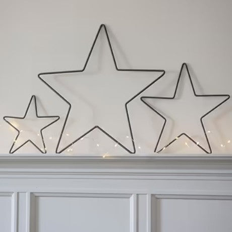 CURZON SET OF 3 STARS IN BLACK POWDER COATED
