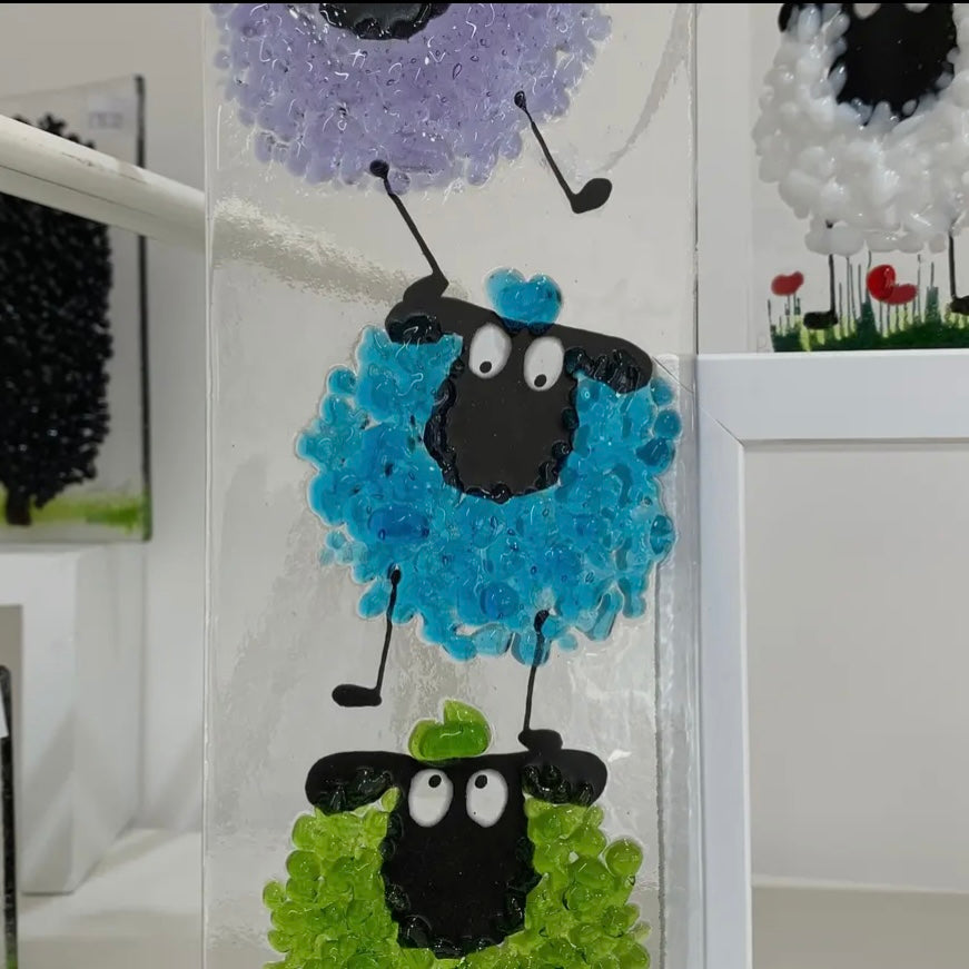 FUSED GLASS SHEEP WALL HANGING