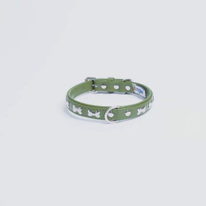 LEATHER BONE DESIGN DOG COLLARS - VARIOUS COLOURS