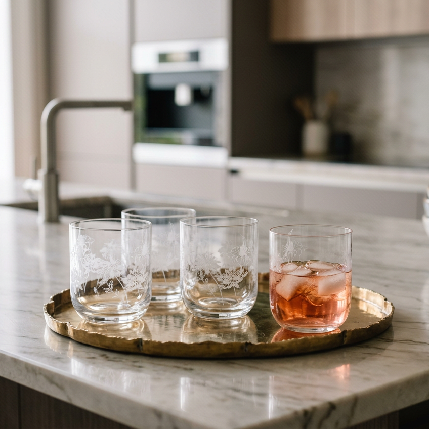 EXOTIC FLORAL CRYSTAL TUMBLERS - SINGLE