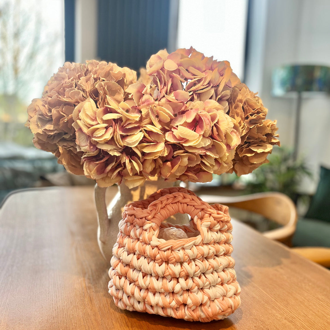 PEACH AND CREAM CROCHET BAG