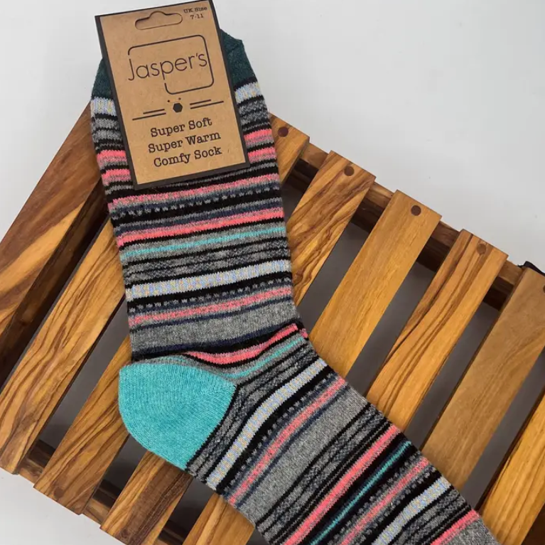 MENS MULTICOLOURED STRIPED SOCKS - SIZE 7 -11