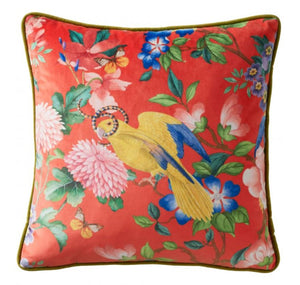 GOLDEN PARROT FEATHER FILLED CUSHION BY CLARKE AND CLARKE