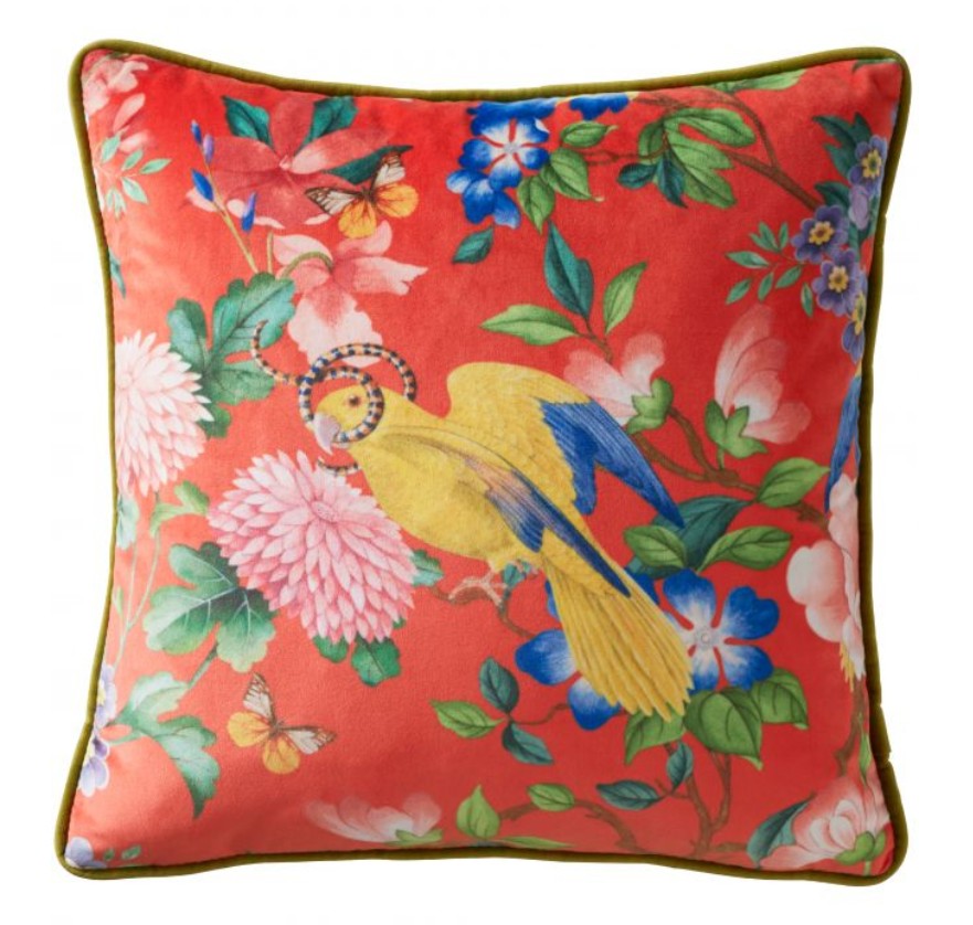 GOLDEN PARROT FEATHER FILLED CUSHION BY CLARKE AND CLARKE