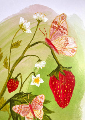 Strawberry Plant Print / A4 + A3 / 350gsm Matt Art Print