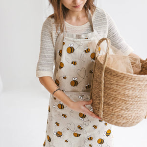 'BEES' HANDMADE LINEN BAKING APRON NEW