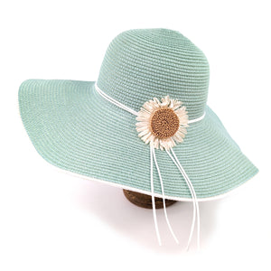 BOLD DAISY WIDE BRIM FOLDABLE HAT- LIGHT GREEN (57cm)