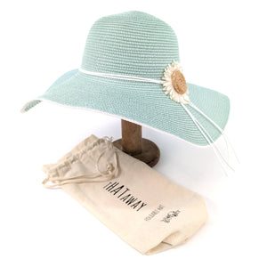 BOLD DAISY WIDE BRIM FOLDABLE HAT- LIGHT GREEN (57cm)