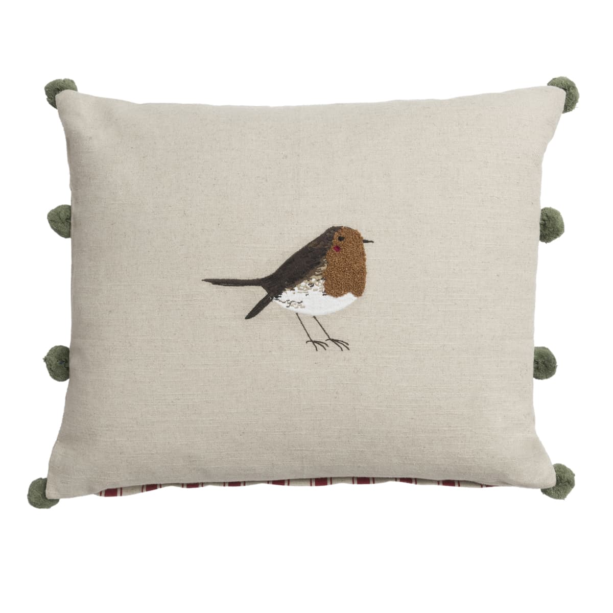 Robin Linen Blend Embroidered Cushion - Feather & Twigs