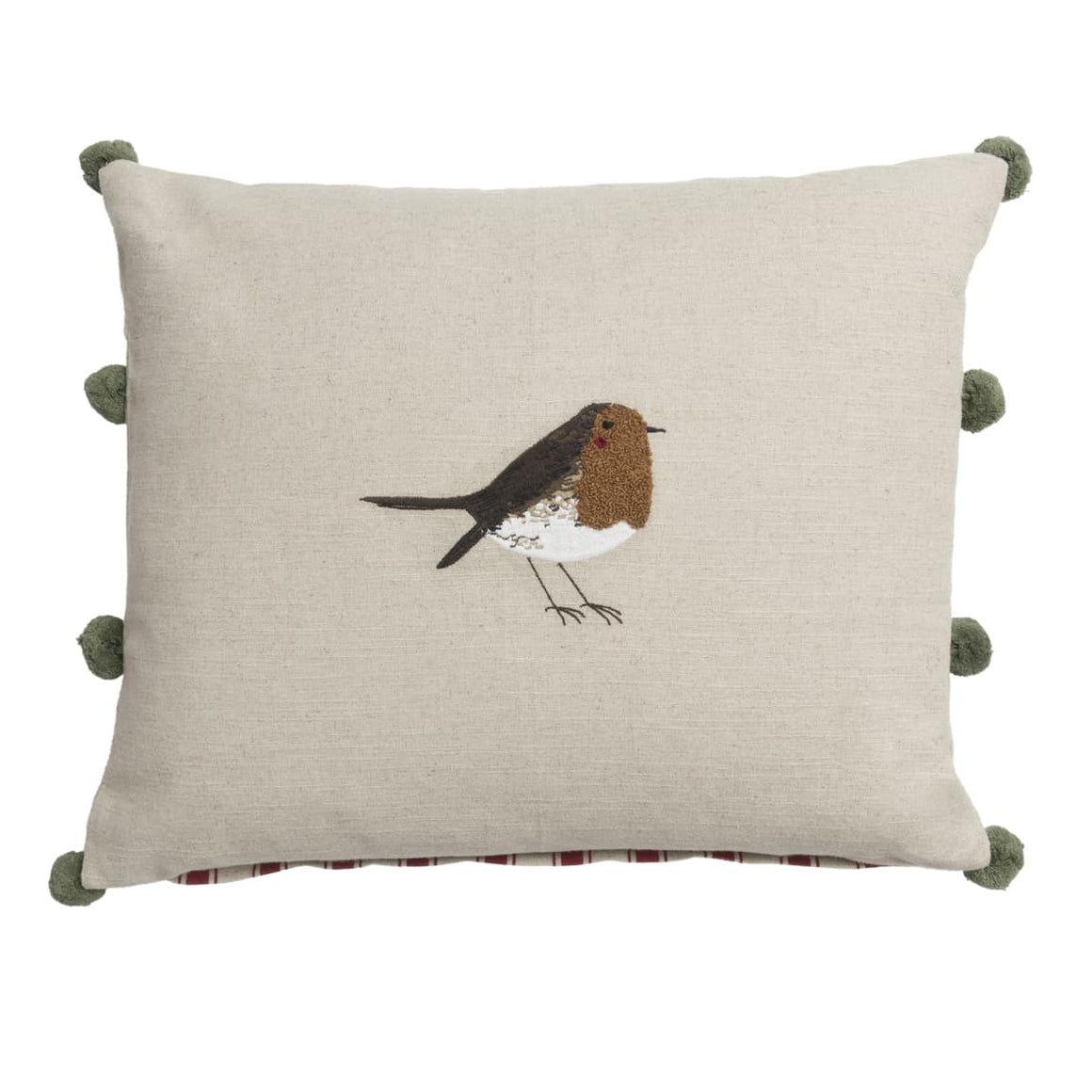 Robin Linen Blend Embroidered Cushion - Feather & Twigs