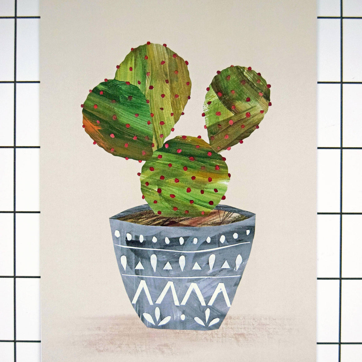 BUNNY EARS CACTUS PRINT - WITH WHITE WOOD FRAME
