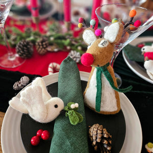 HANDMADE FELT BIODEGRADABLE MISTLETOE DOVE HANGING CHRISTMAS DECORATION